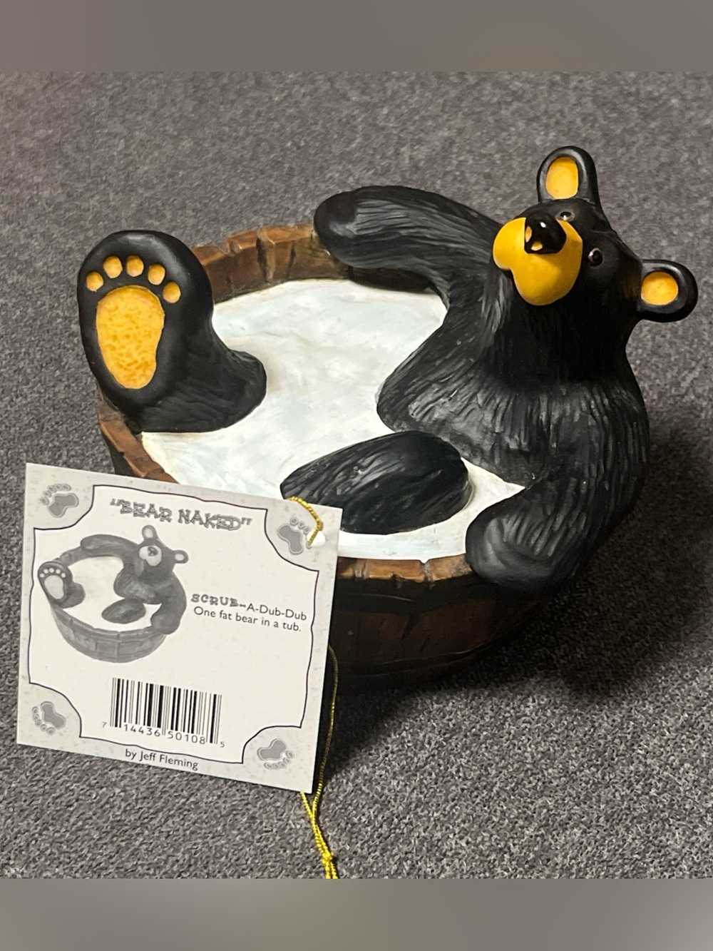 Retired Big Sky Carvers Jeff Fleming Bearfoots "Bear Naked" signed ID Hangtag